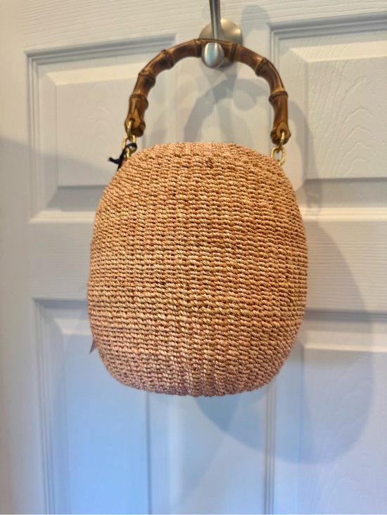 Clare V. Handbags - Clare V. Pot de Meil Straw Top-Handle Bag with Bamboo Handle - Blush
